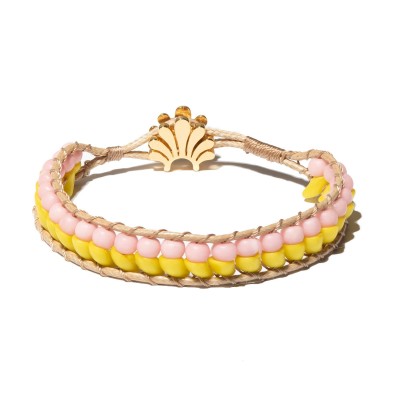 YELLOW ROSE MULTI STONE CORD BRACELET