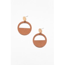 Saffy Tan Circle Drop Earring