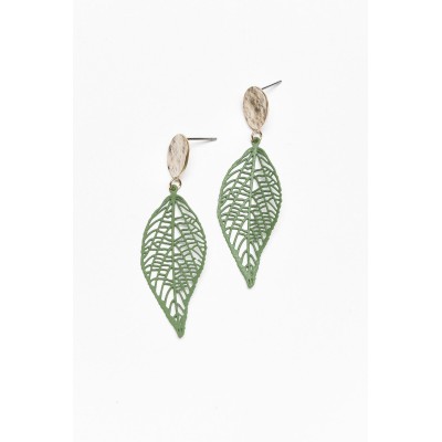 Elora Green Leaf Drop Earring