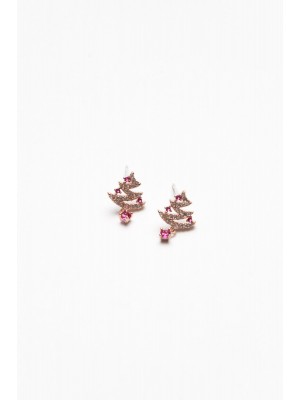 Pink Jewelled Tree Stud Earring